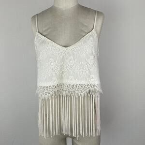 Fringed Lace Crop Top, Size S